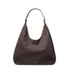 Michael Michael Kors Curved Brown Cowhide Leather Hobo Shoulder Bag In Black