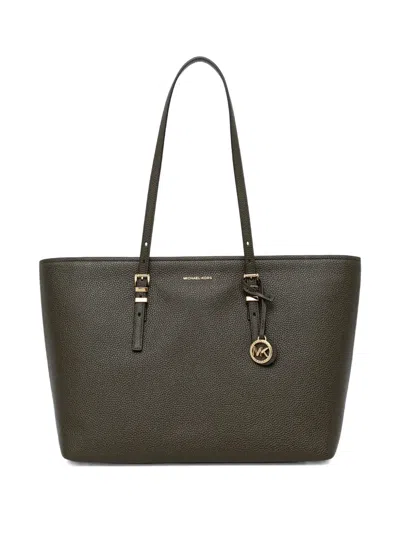 Michael Michael Kors Large Quinn Grained-leather Tote Bag In Brown