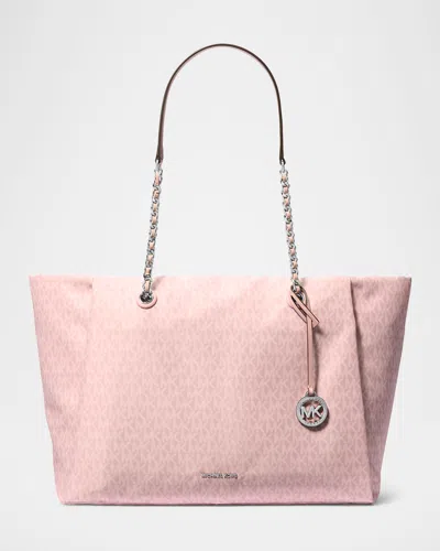 Michael Michael Kors Large Signature Logo Canvas Tote Bag In Smokey Ros