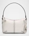 Michael Michael Kors Large Studded Leather Pouchette Shoulder Bag In Optic Whit