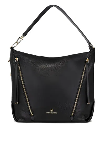 Michael Michael Kors Large Zip-detail Leather Shoulder Bag In Black