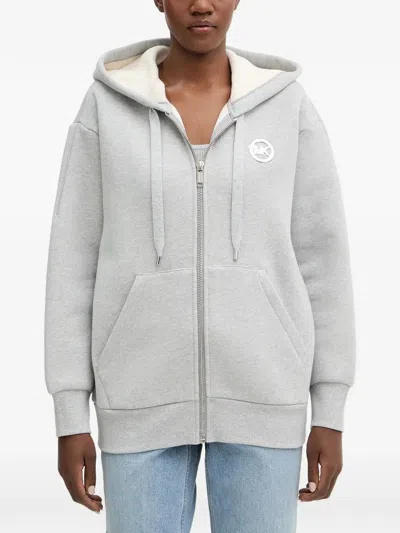 Michael Michael Kors Large Zip Hoodie In Gray