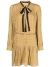 Michael Michael Kors Lattice-pattern Belted Midi Dress In Yellow