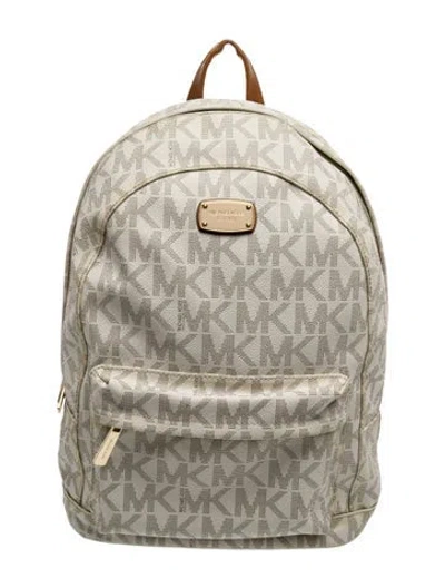 Pre-owned Michael Michael Kors Leather Backpack In Metallic/silver
