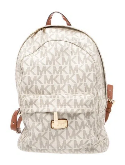 Pre-owned Michael Michael Kors Leather Backpack In Neutral