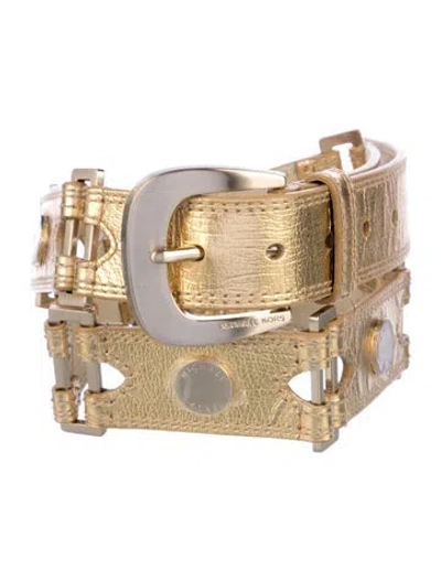 Pre-owned Michael Michael Kors Leather Belt In Gold