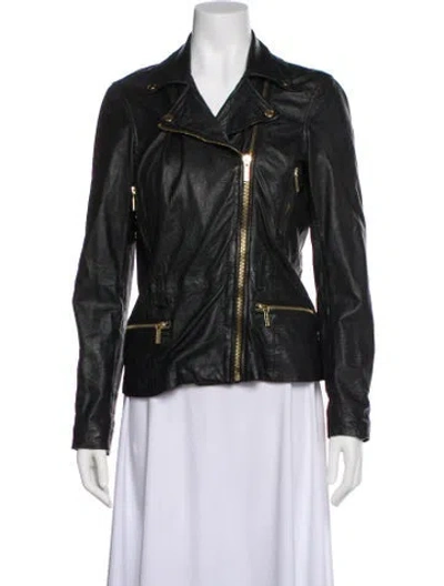 Pre-owned Michael Michael Kors Leather Biker Jacket In Black