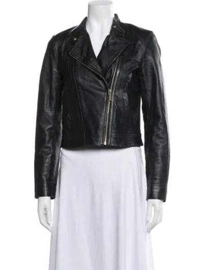 Pre-owned Michael Michael Kors Leather Biker Jacket In Black