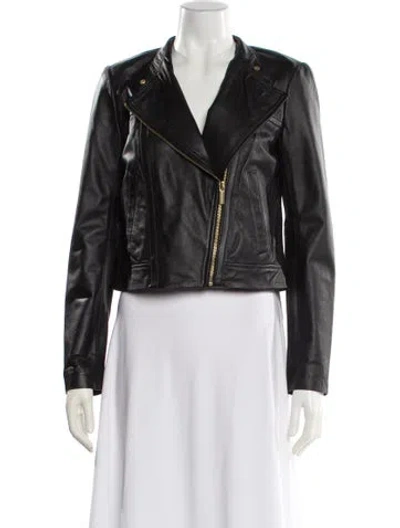 Pre-owned Michael Michael Kors Leather Biker Jacket In Black