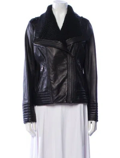 Pre-owned Michael Michael Kors Leather Biker Jacket In Black