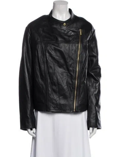 Pre-owned Michael Michael Kors Leather Biker Jacket In Black