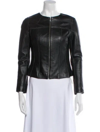 Pre-owned Michael Michael Kors Leather Biker Jacket In Black