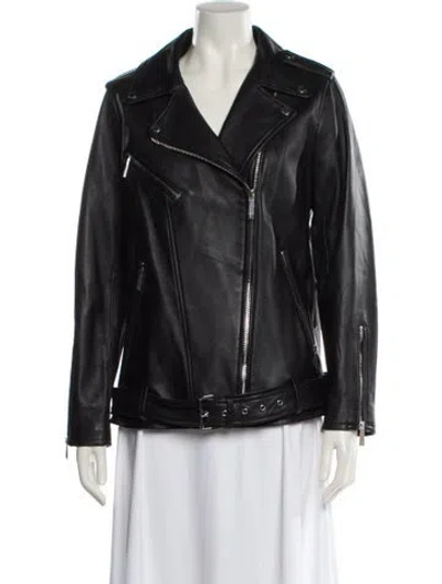 Pre-owned Michael Michael Kors Leather Biker Jacket In Black