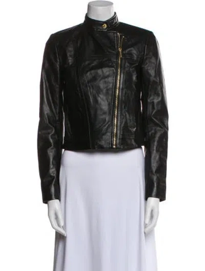 Pre-owned Michael Michael Kors Leather Biker Jacket In Black