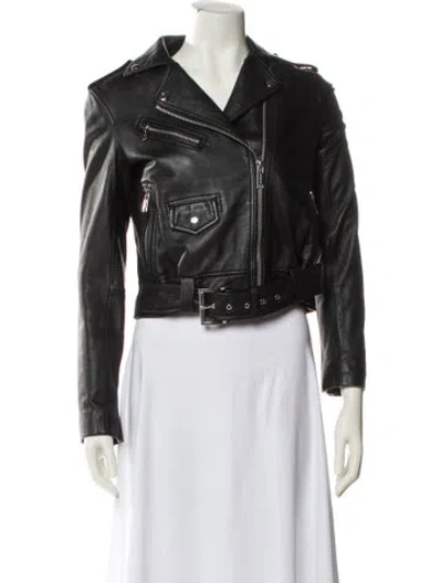 Pre-owned Michael Michael Kors Leather Biker Jacket In Black