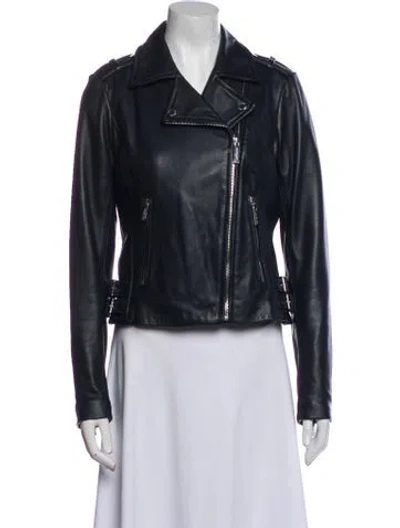 Pre-owned Michael Michael Kors Leather Biker Jacket In Black