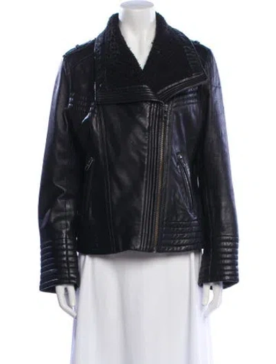 Pre-owned Michael Michael Kors Leather Biker Jacket In Black