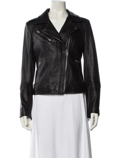 Pre-owned Michael Michael Kors Leather Biker Jacket In Black