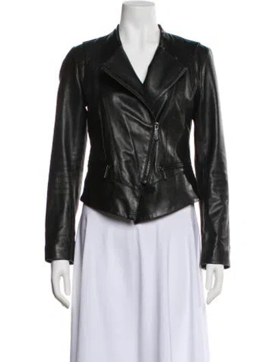 Pre-owned Michael Michael Kors Leather Biker Jacket In Black