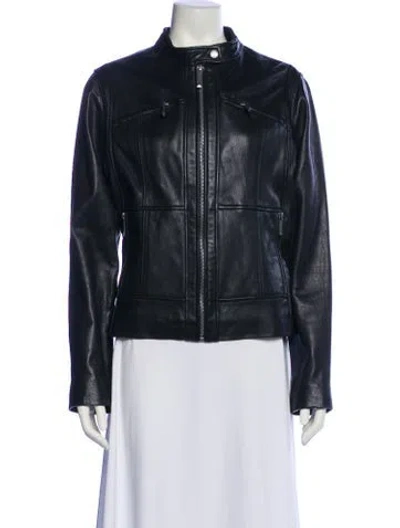Pre-owned Michael Michael Kors Leather Biker Jacket In Black