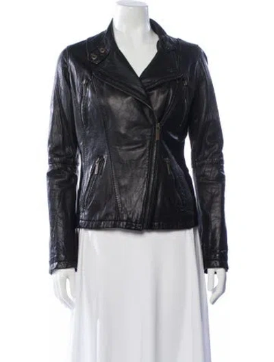 Pre-owned Michael Michael Kors Leather Biker Jacket In Black
