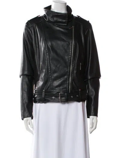 Pre-owned Michael Michael Kors Leather Biker Jacket In Black