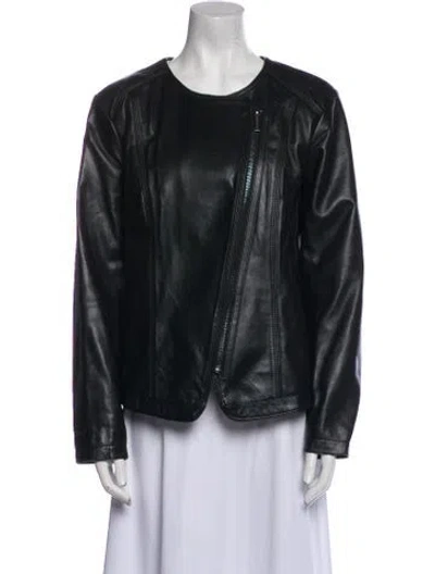 Pre-owned Michael Michael Kors Leather Biker Jacket In Black