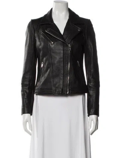 Pre-owned Michael Michael Kors Leather Biker Jacket In Black