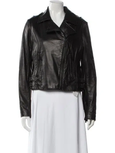 Pre-owned Michael Michael Kors Leather Biker Jacket In Black