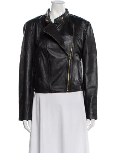 Pre-owned Michael Michael Kors Leather Biker Jacket In Black