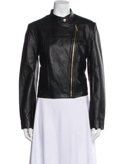 Pre-owned Michael Michael Kors Leather Biker Jacket In Black