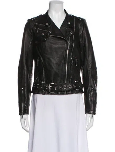 Pre-owned Michael Michael Kors Leather Biker Jacket In Black