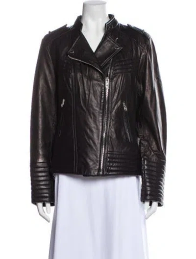 Pre-owned Michael Michael Kors Leather Biker Jacket In Black