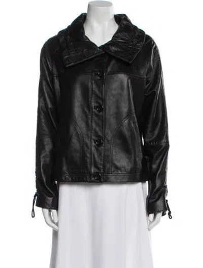 Pre-owned Michael Michael Kors Leather Biker Jacket In Black