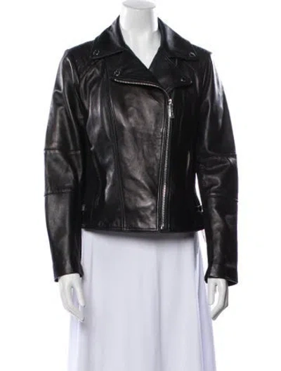 Pre-owned Michael Michael Kors Leather Biker Jacket In Black