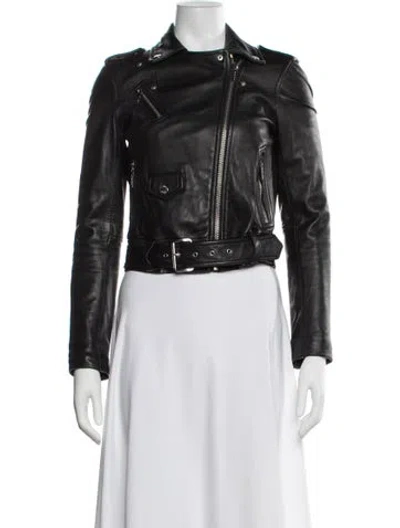 Pre-owned Michael Michael Kors Leather Biker Jacket In Black