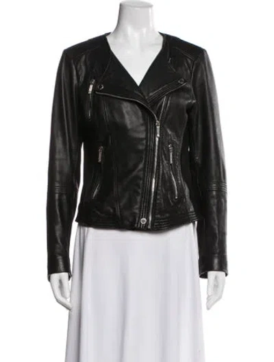 Pre-owned Michael Michael Kors Leather Biker Jacket In Black