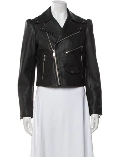 Pre-owned Michael Michael Kors Leather Biker Jacket In Black