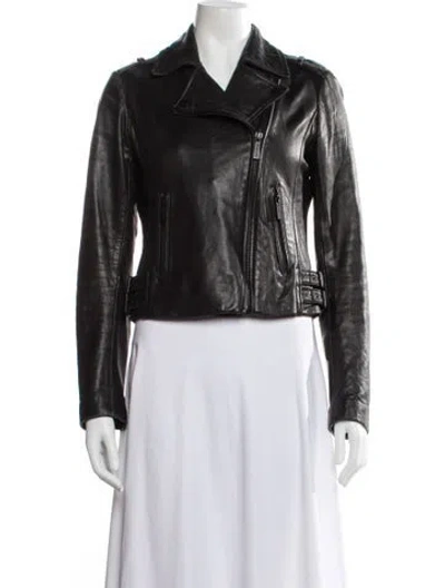 Pre-owned Michael Michael Kors Leather Biker Jacket In Black