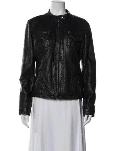 Pre-owned Michael Michael Kors Leather Biker Jacket In Black