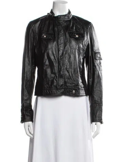 Pre-owned Michael Michael Kors Leather Biker Jacket In Black