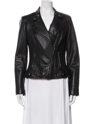 Pre-owned Michael Michael Kors Leather Biker Jacket In Black