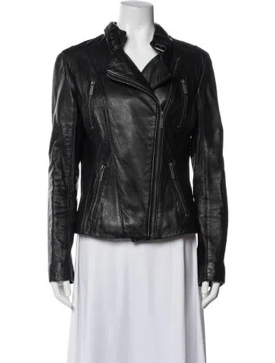 Pre-owned Michael Michael Kors Leather Biker Jacket In Black