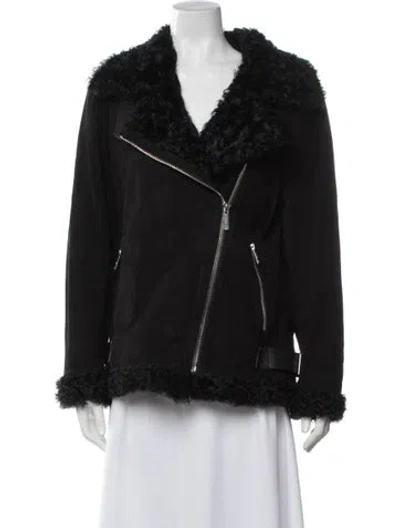 Pre-owned Michael Michael Kors Leather Biker Jacket In Black