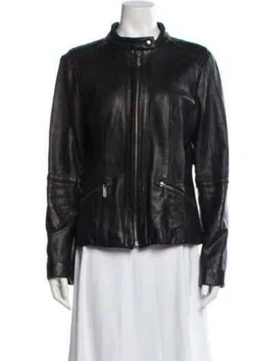 Pre-owned Michael Michael Kors Leather Biker Jacket In Black