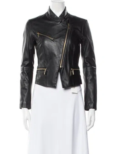 Pre-owned Michael Michael Kors Leather Biker Jacket In Black