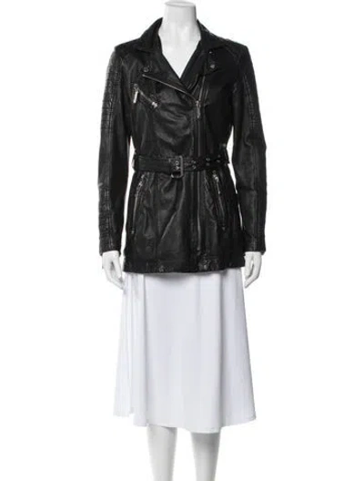 Pre-owned Michael Michael Kors Leather Biker Jacket In Black