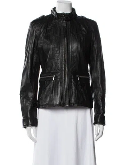 Pre-owned Michael Michael Kors Leather Biker Jacket In Black