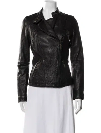 Pre-owned Michael Michael Kors Leather Biker Jacket In Black