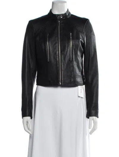 Pre-owned Michael Michael Kors Leather Biker Jacket In Black